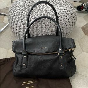 Kate Spade black leather shoulder tote bag